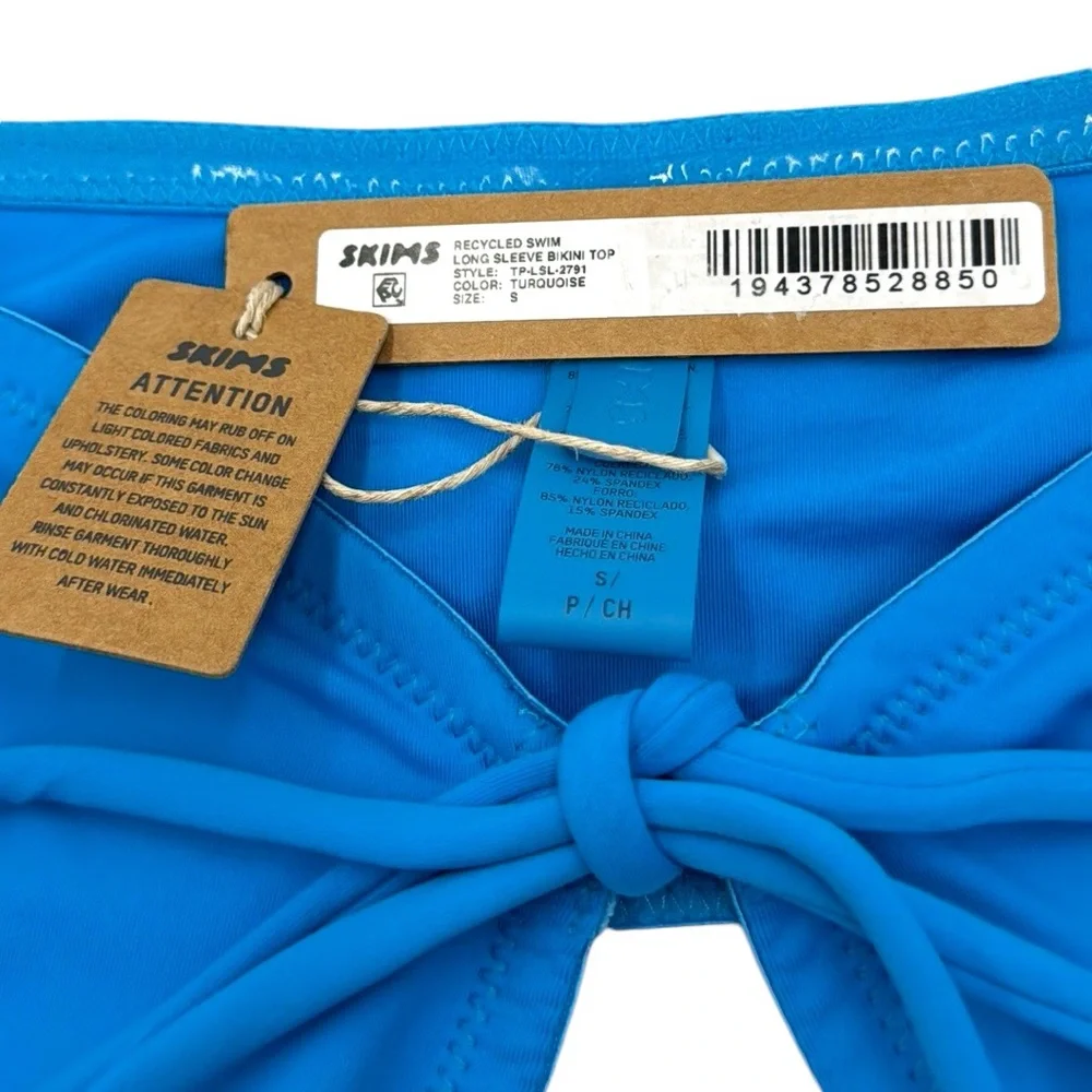 Skims Recycled Swim Long Sleeve Bikini Top Size Small